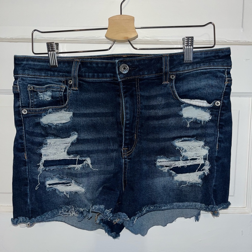 American Eagle Outfitters Distressed Dark Indigo Denim Shorts